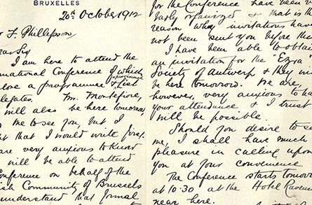 Letter to F. Philippson, Brussels, 26 October 1912 — PIC1871 family archive